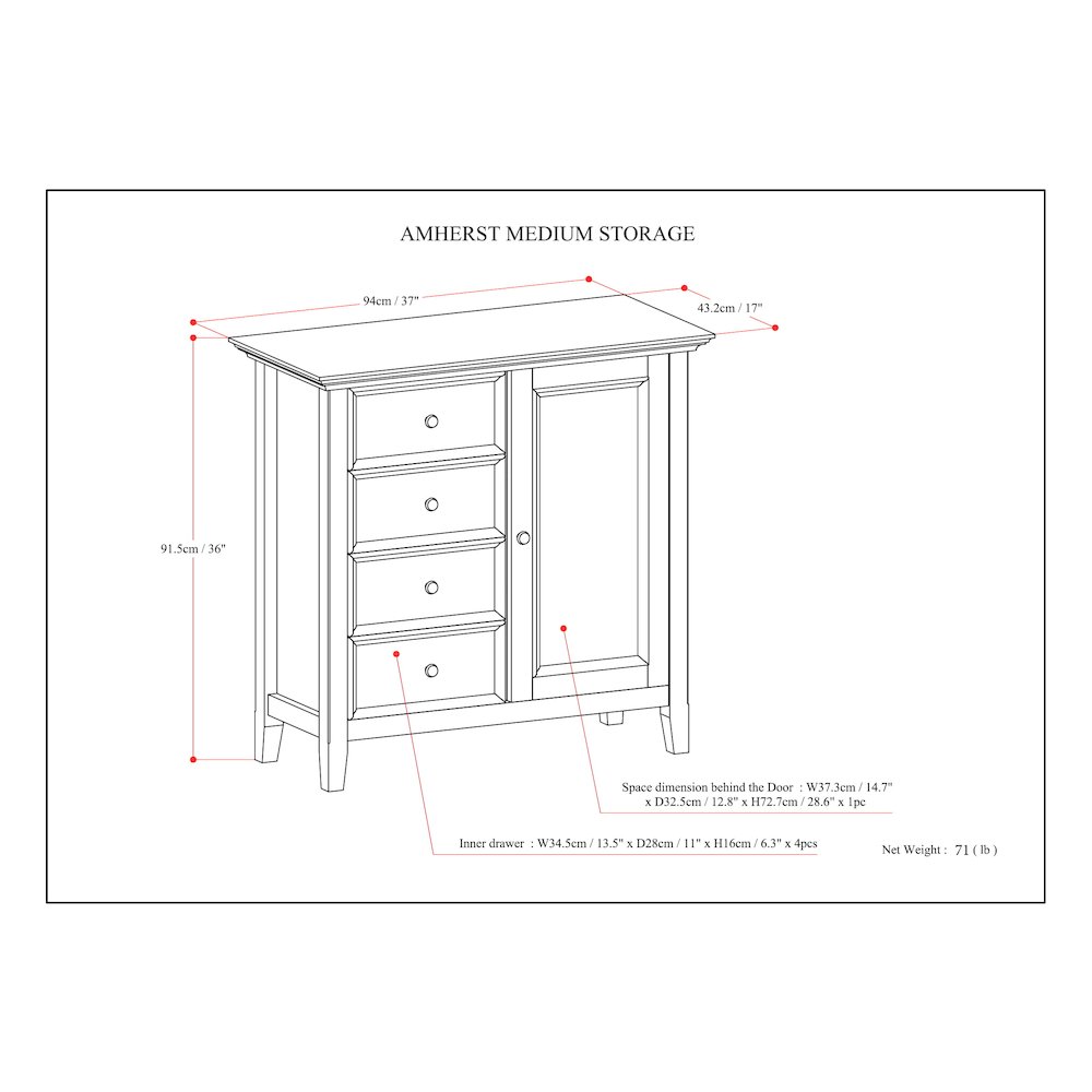 Amherst Solid Wood Medium Storage Cabinet In Light Golden Brown