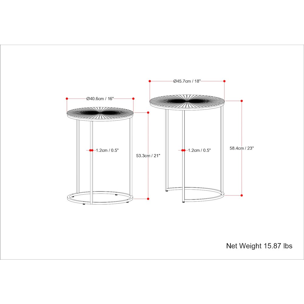Drake 2 Pc Nesting Table In Antique Nickel, Antique Copper