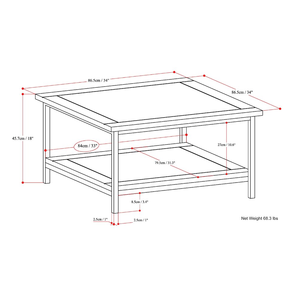 Skyler Solid Mango Wood Square Coffee Table In Dark Cognac Brown