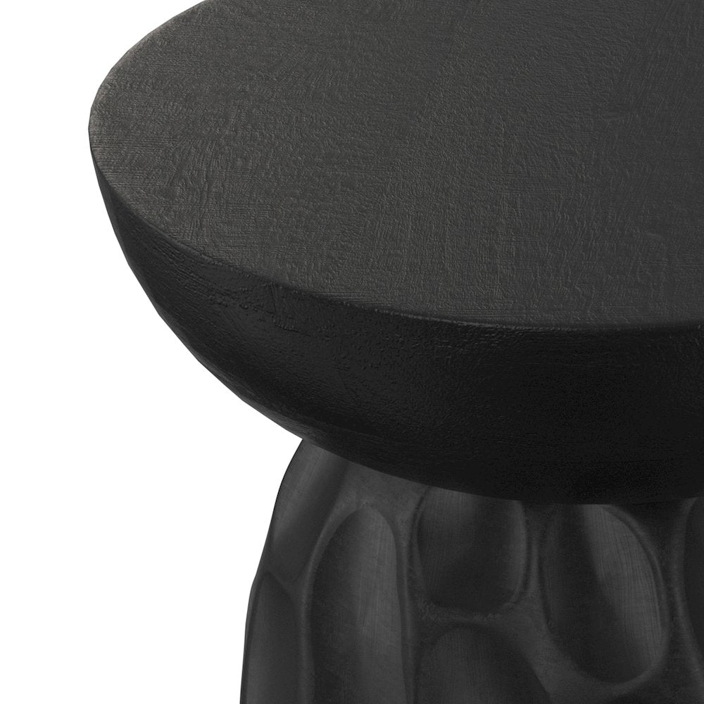 Boyd 13 inch Wide Solid Mango Contemporary V-Chisel Accent Table in Black