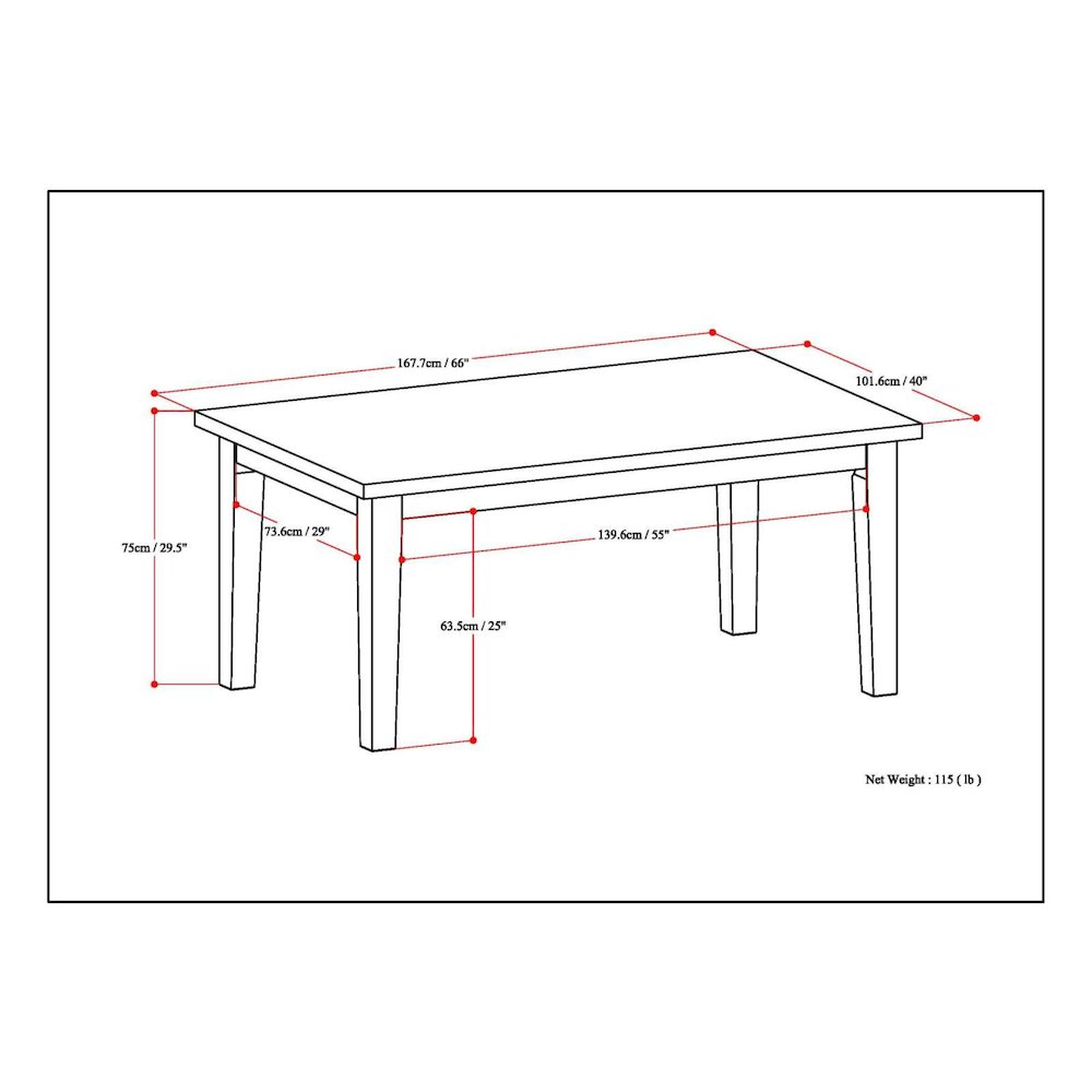 Eastwood Solid Hardwood Rectangle Dining Table In Java Brown