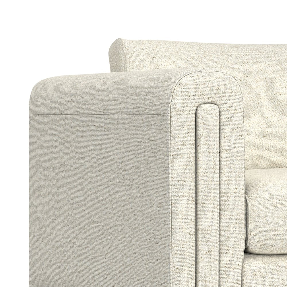 61 inch Wide Contemporary Loveseat Sofa in Ivory Tightly Woven Fabric