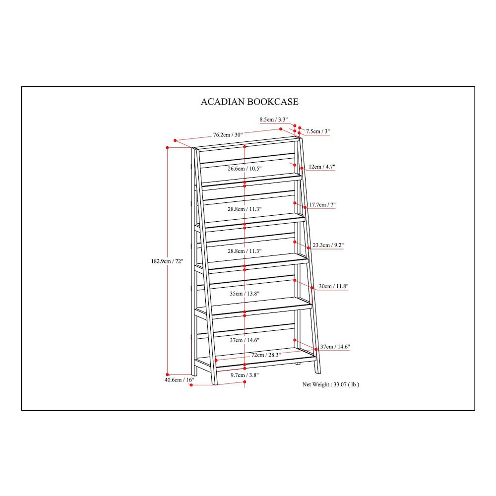 Acadian Solid Wood Bookcase In White