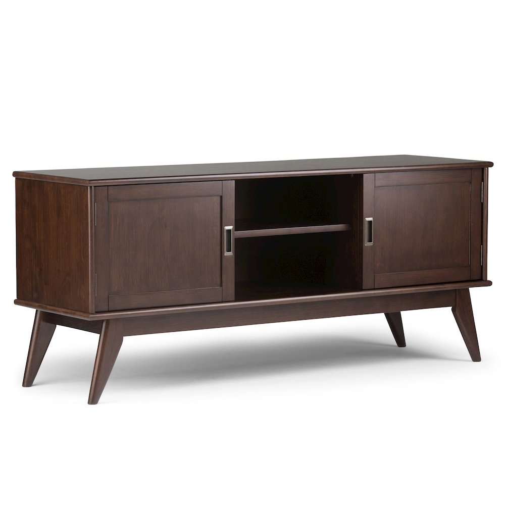 60"W TV Stand with Two 22"W Bookcases in Medium Auburn Brown (Set of 3)