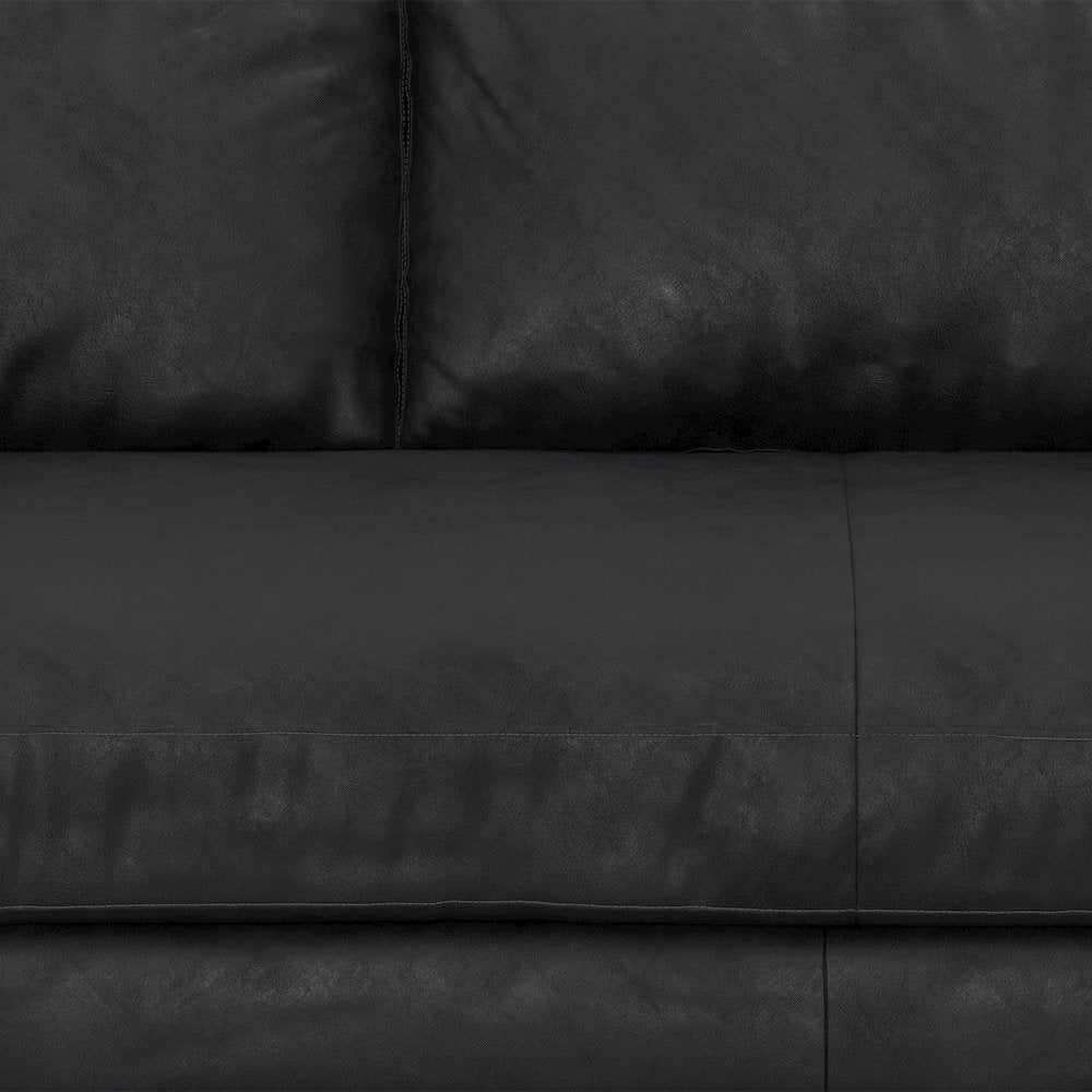 Morrison 72 inch Wide Mid-Century Modern Sofa in Lead Black Genuine Leather