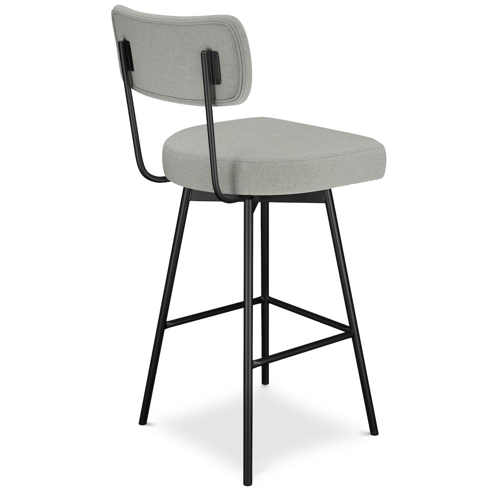 Giselle Swivel Bar Stool (Set Of 2) In Light Grey Polyester Linen