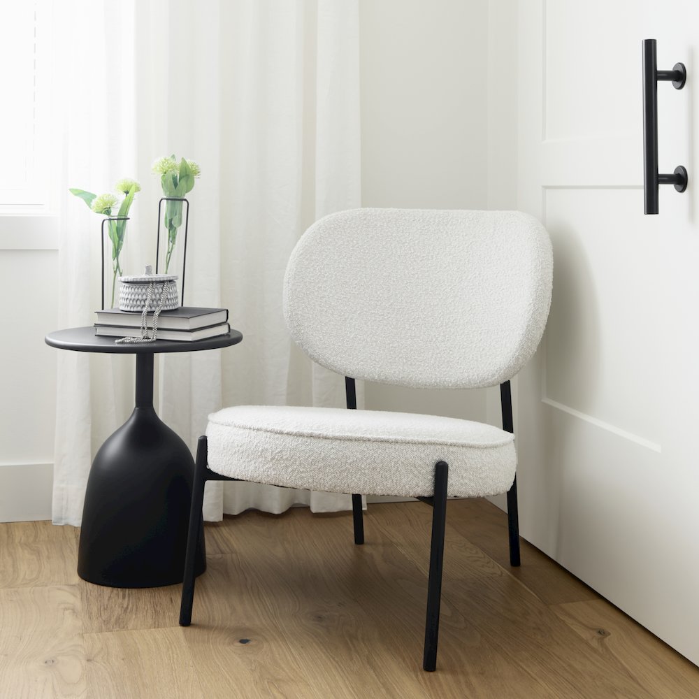 Amelia Cream Boucle W/Black Metal Upholstered Accent Chair 21.3L x 21.3W x 30.3H