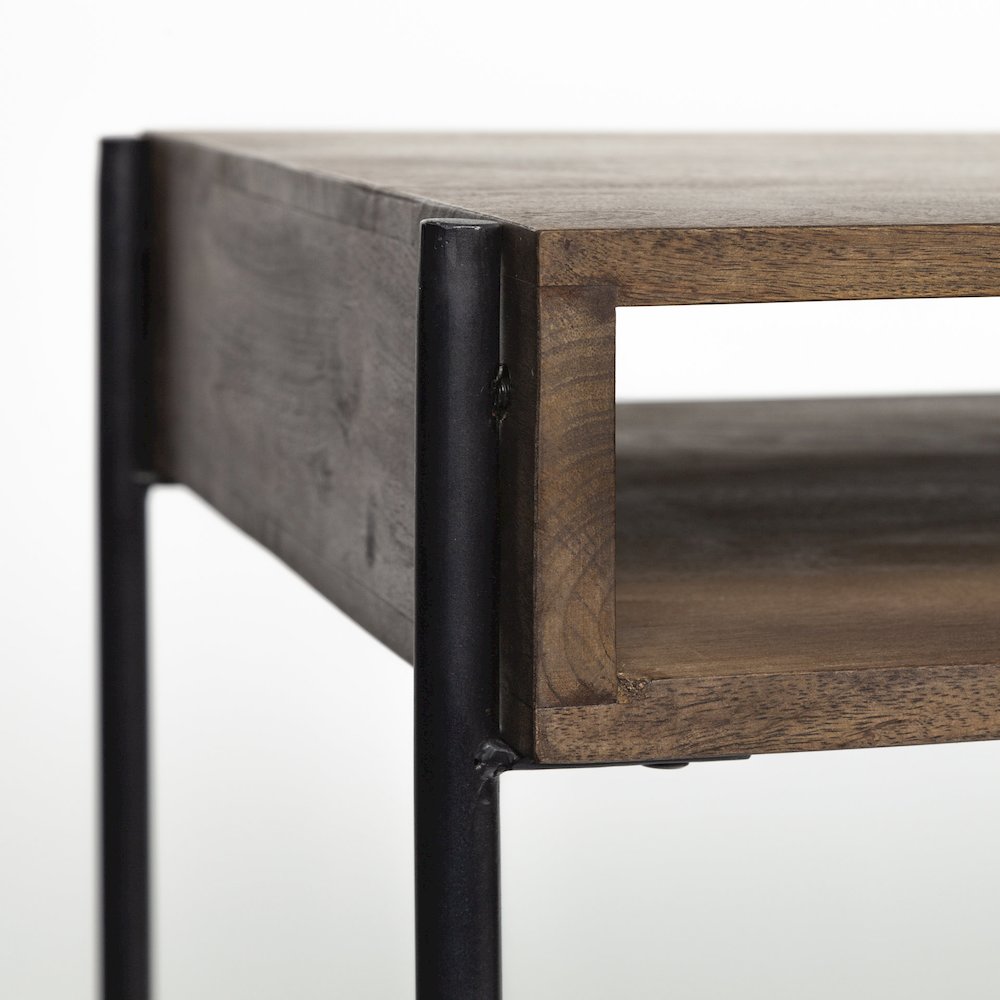 Glenn V56L x 22W Dark Brown Wood Black Iron Frame, 3 Drawer Office Desk