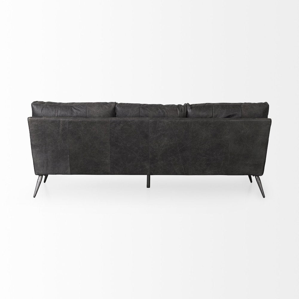 Cochrane 82L x 33W x 32.3 Black Leather Three Seater Sofa