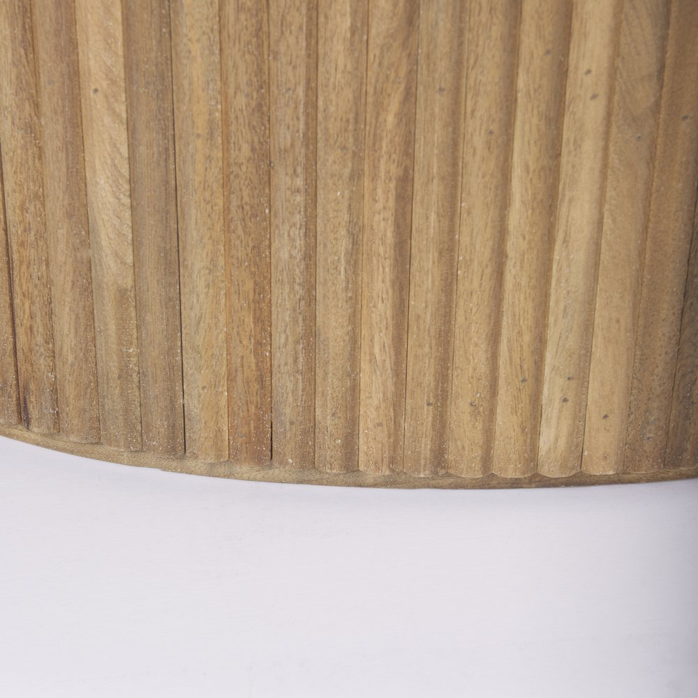 Light Brown Wood Oval Fluted Coffee Table