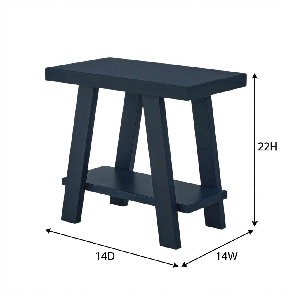 Navy Blue, Side Table, Open Shelf, Quality Build, Durable Wood Frame
