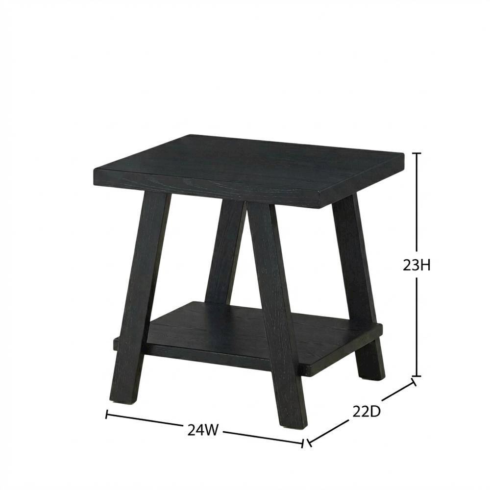 Black, End Side Table, Open Shelf, Quality Build, Durable Wood Frame