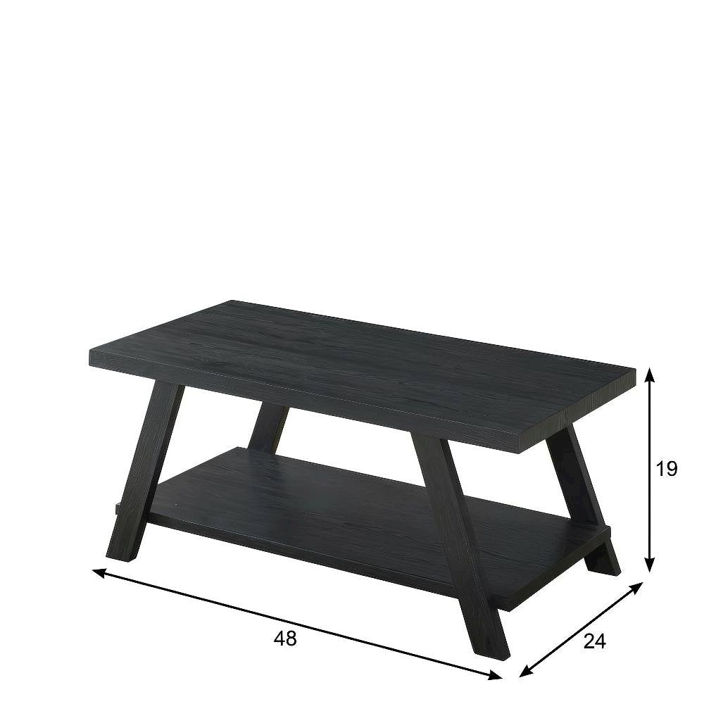Black Contemporary Wood Replica Shelf Coffee Table with Sturdy Design