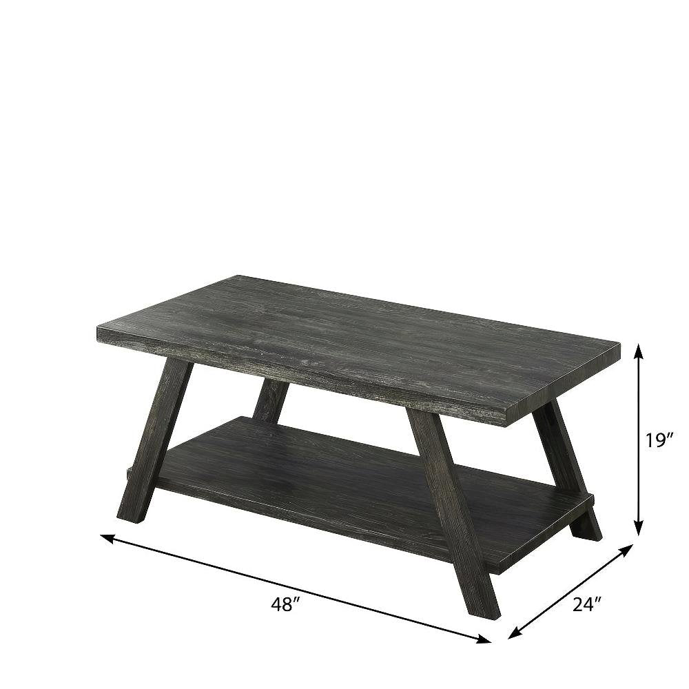 Charcoal Replicated Wood Coffee Table with Shelving and Modern Design