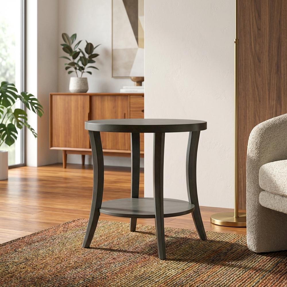 Gray oval end table with modern design and durable construction