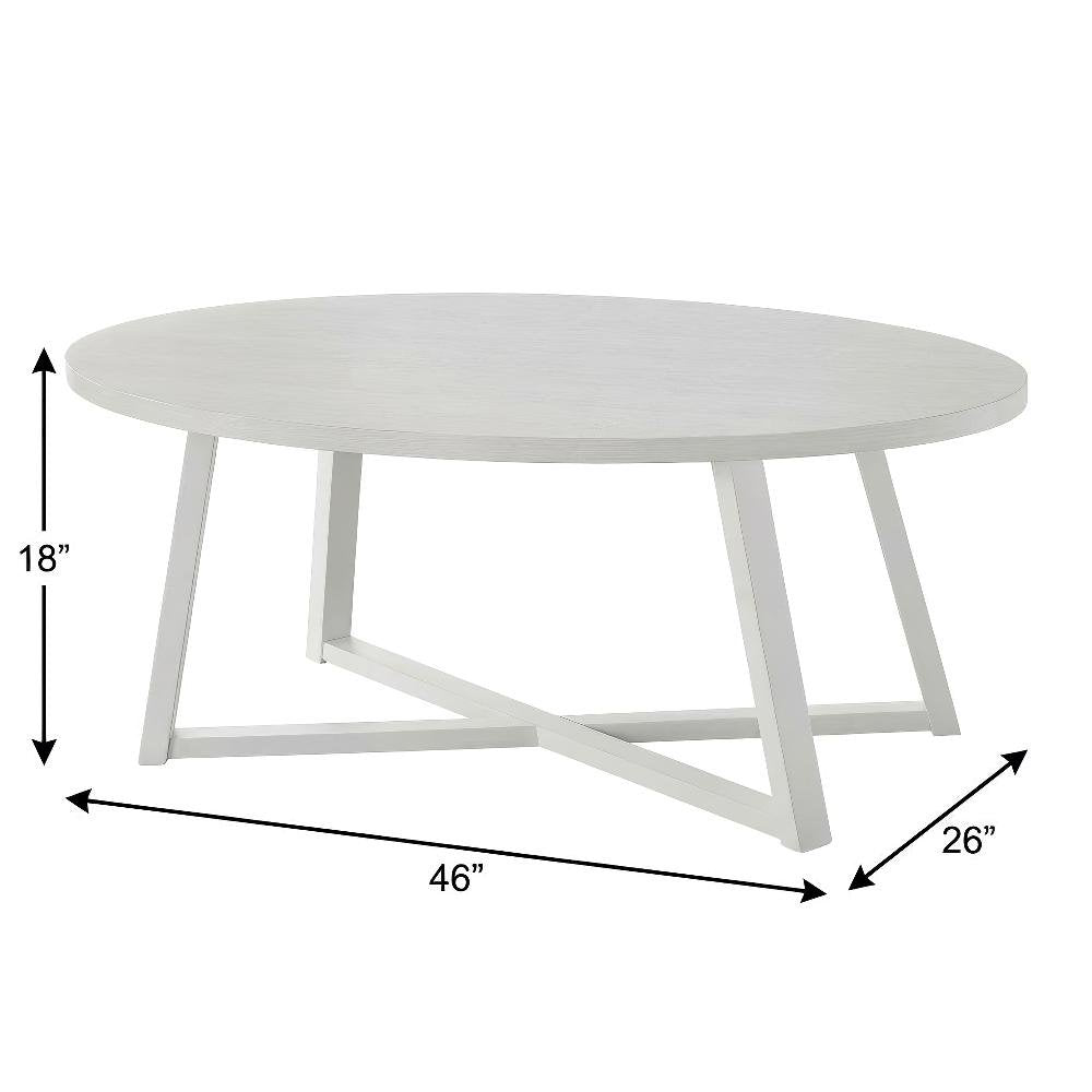 Wood Oval Coffee Table with Smooth Finish and Sturdy Frame, 1-Piece Design
