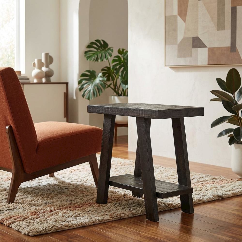 Brown, Side Table, Open Shelf, Quality Build, Durable Wood Frame