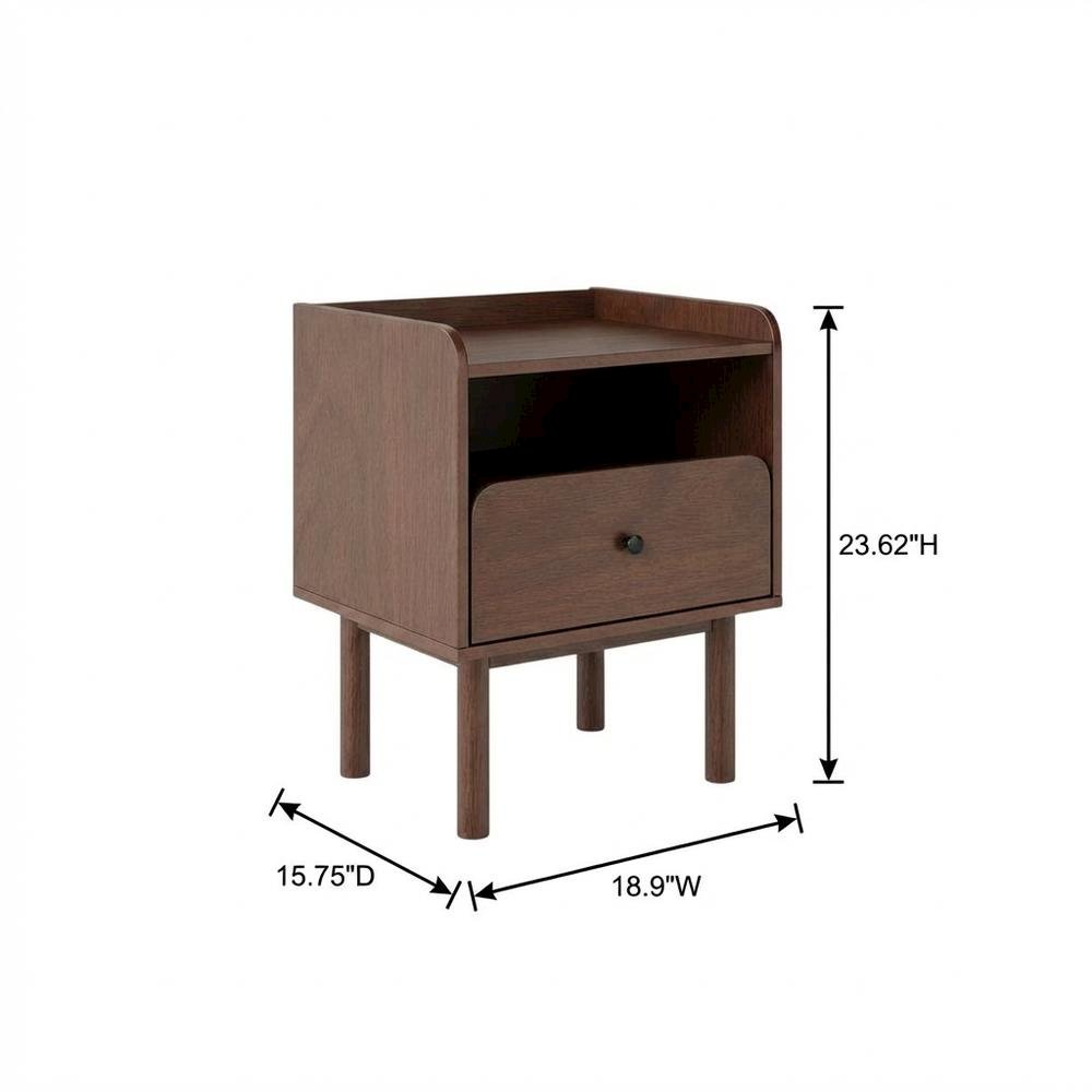 Dual-Tier Nightstand with Side Table Storage