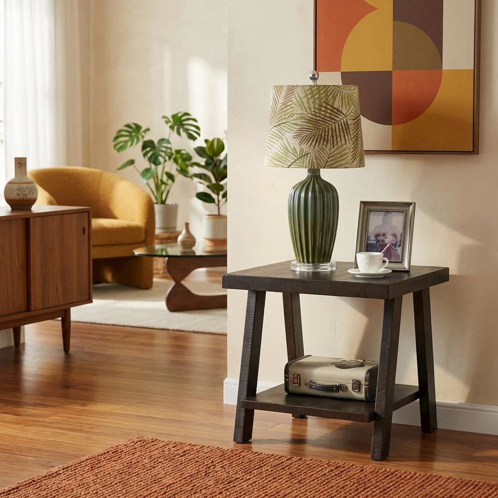 Brown, End Side Table, Open Shelf, Quality Build, Durable Wood Frame