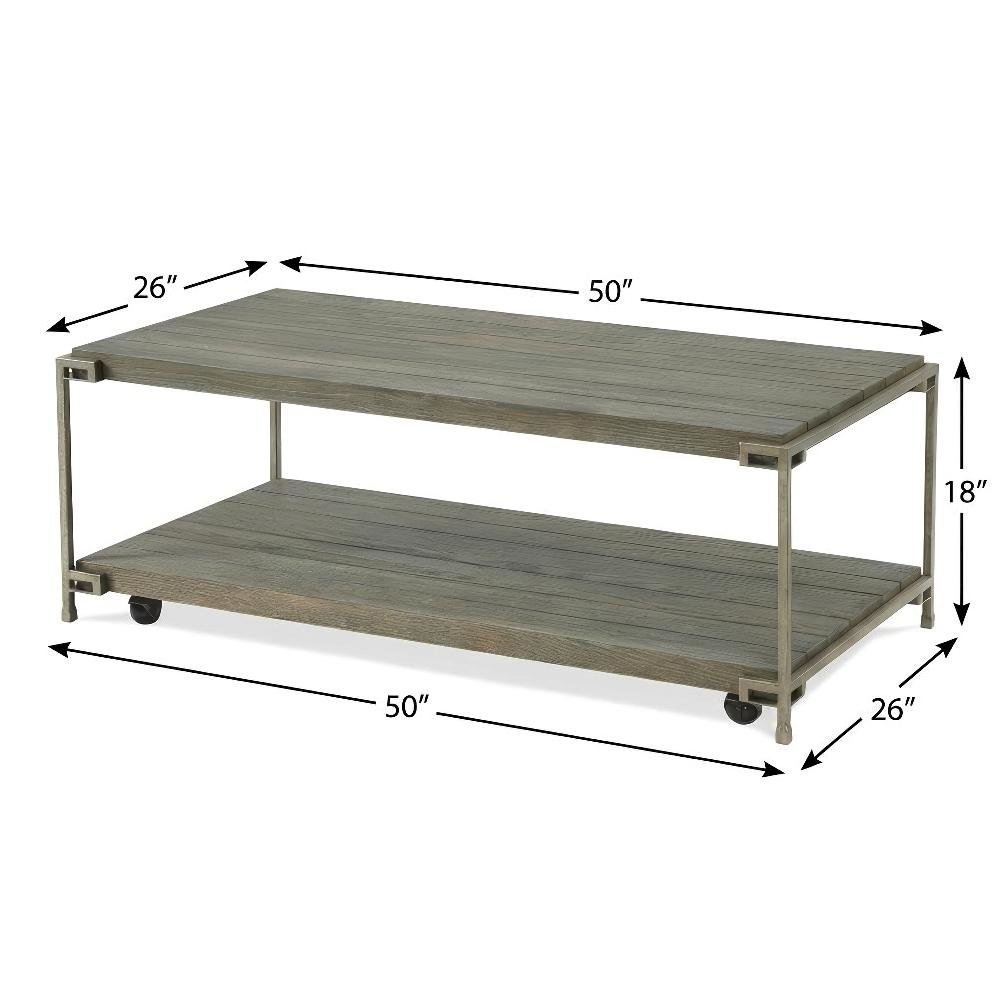 Metal Frame Coffee Table with Casters and Wood Top Durable Livable Design