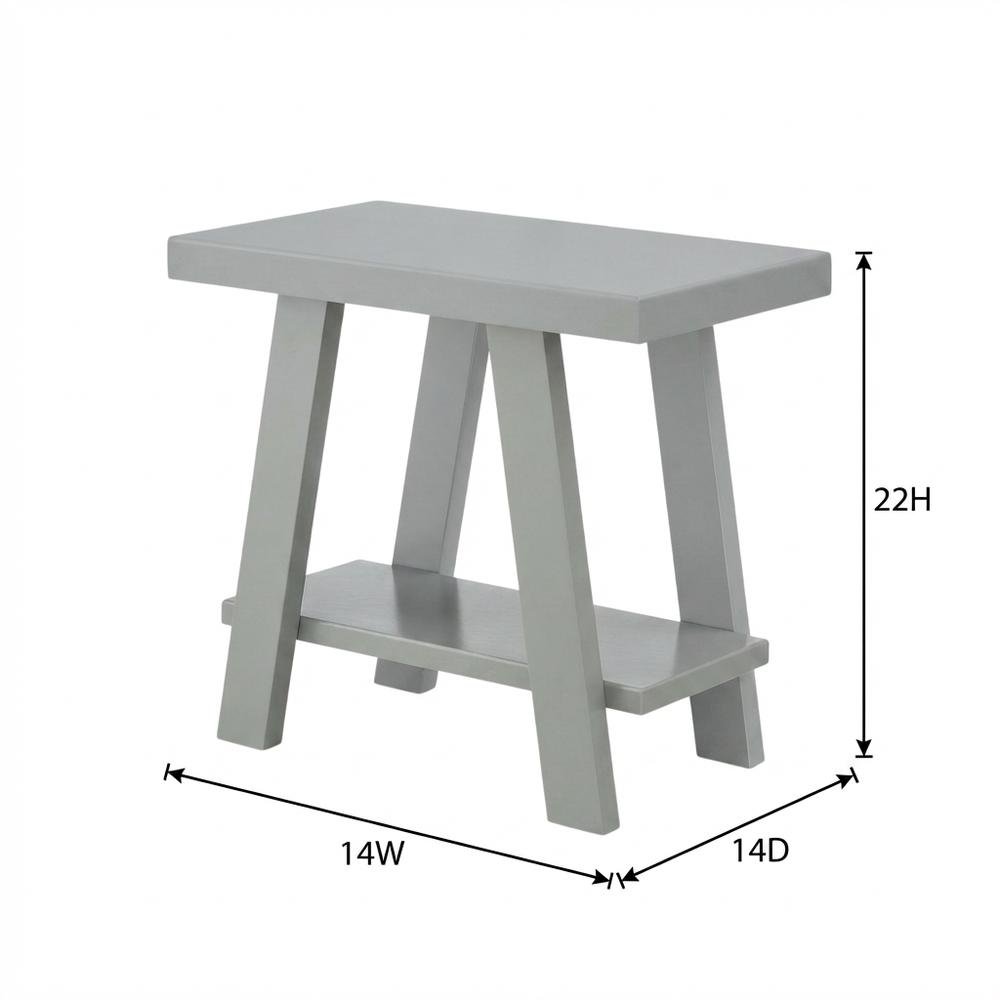 Grey, Side Table, Open Shelf, Quality Build, Durable Wood Frame