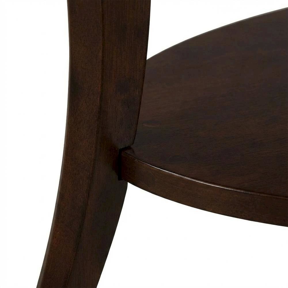 Espresso Oval Coffee Table with Shelf and Sturdy Construction for Living Room
