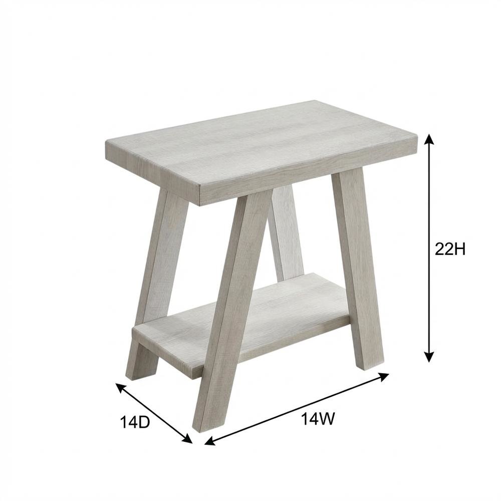 White, Side Table, Open Shelf, Quality Build, Durable Wood Frame