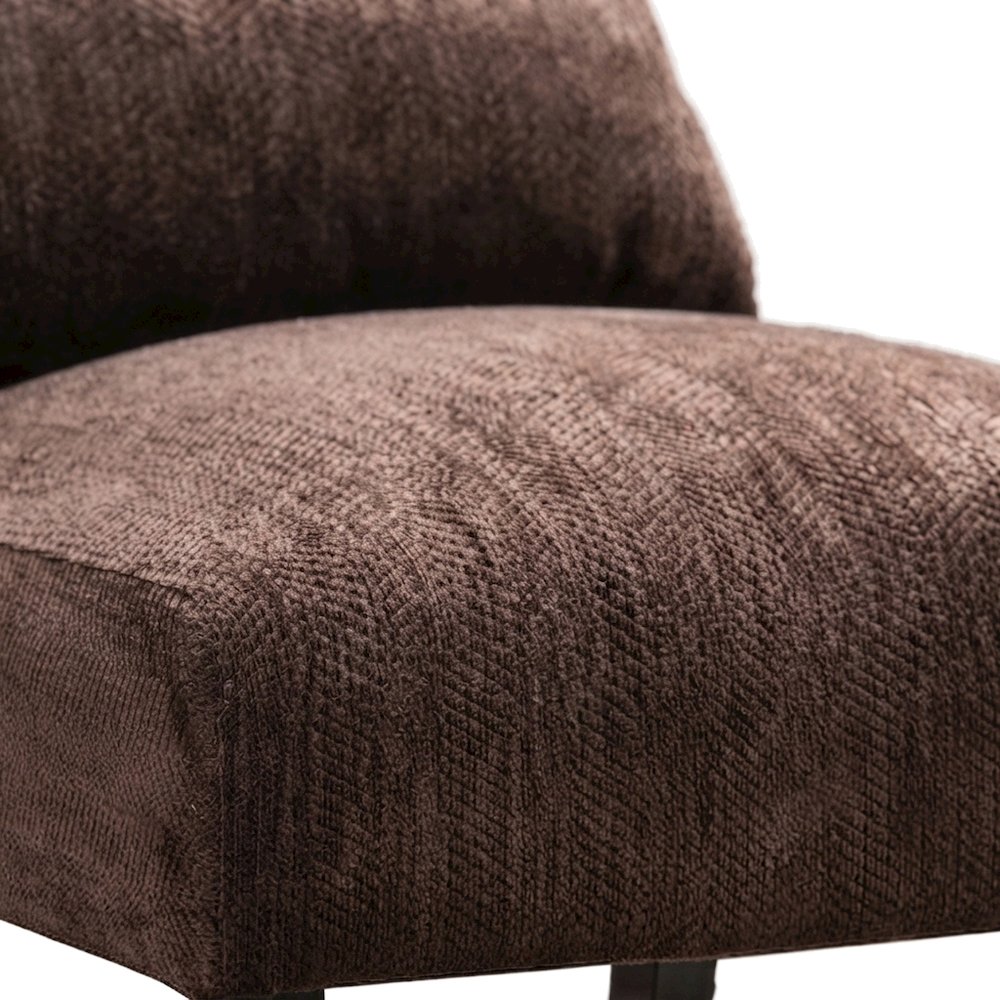 Pisano Fabric Armless Accent Chair with Matching Kidney Pillow, Chocolate