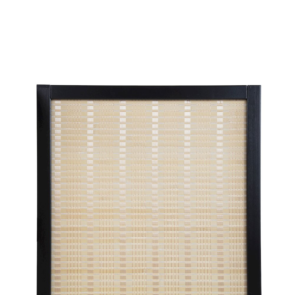 Inkwell 4-Panel Bamboo Room Divider, Folding Screen, Natural with Black Frame
