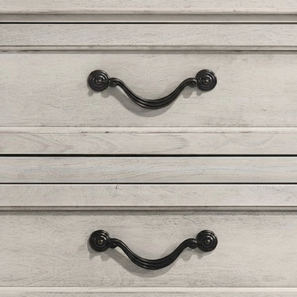Wood 3-Drawer Nightstand with Antique-Finish Top, Bedside Table, Antique White