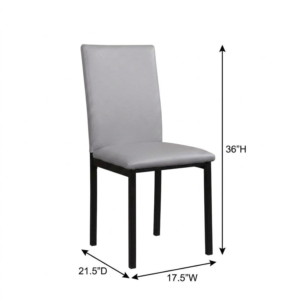 Faux Leather Metal Frame Modern Dining Room Chairs Set, Grey, Set of 4