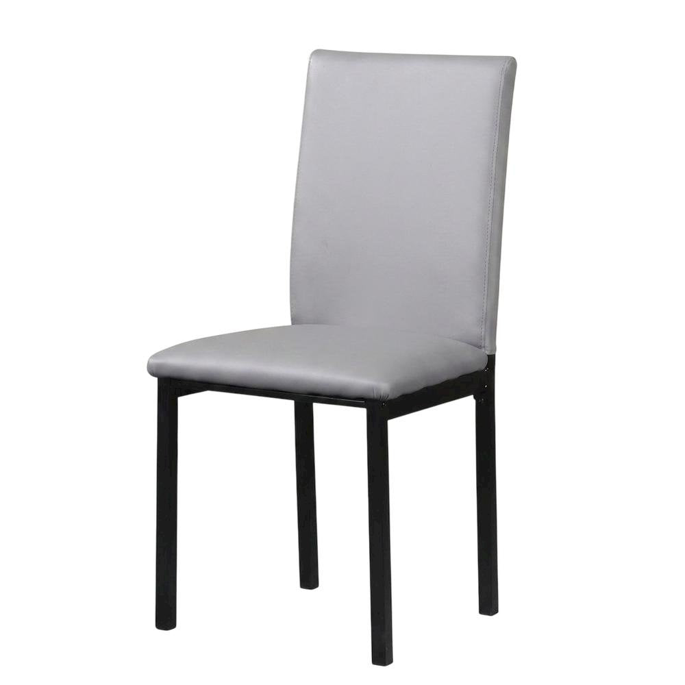 Faux Leather Metal Frame Modern Dining Room Chairs Set, Grey, Set of 4