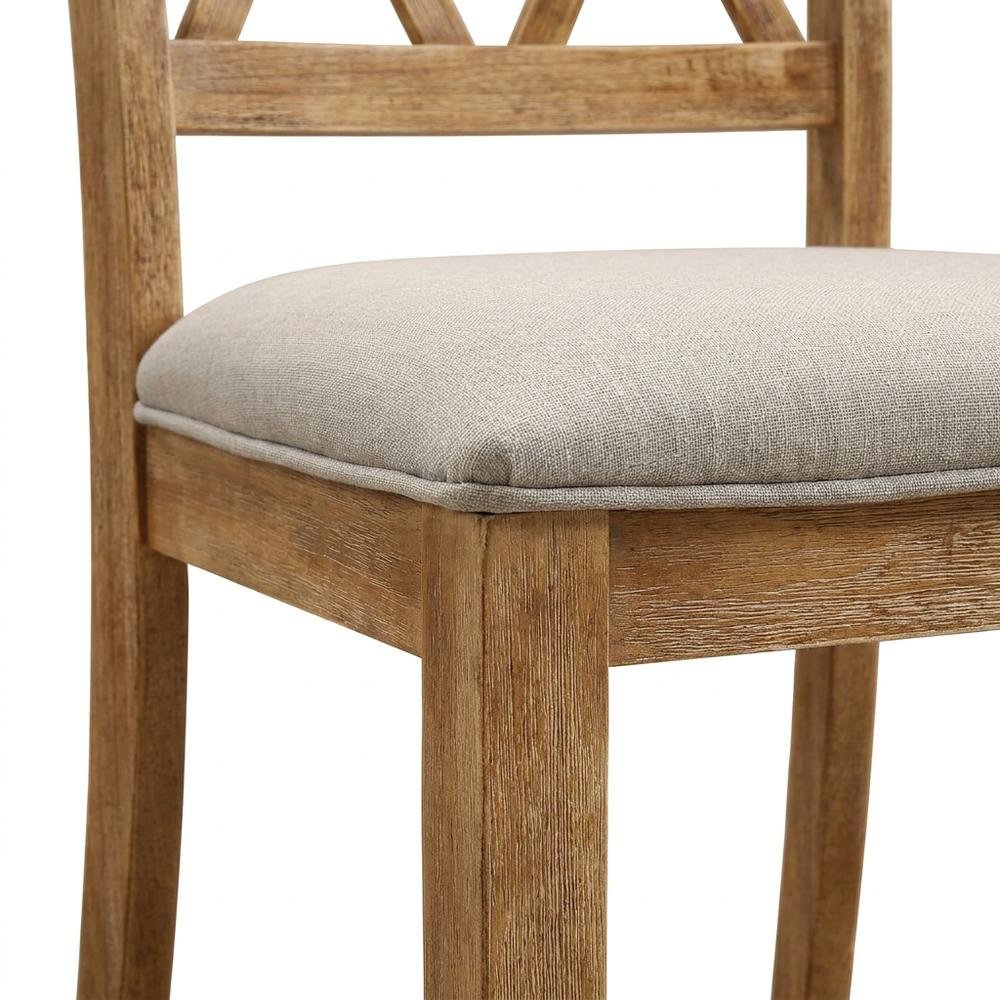 Fabric Upholstered Dining Chairs with Wood Legs, Brown, Set of 2