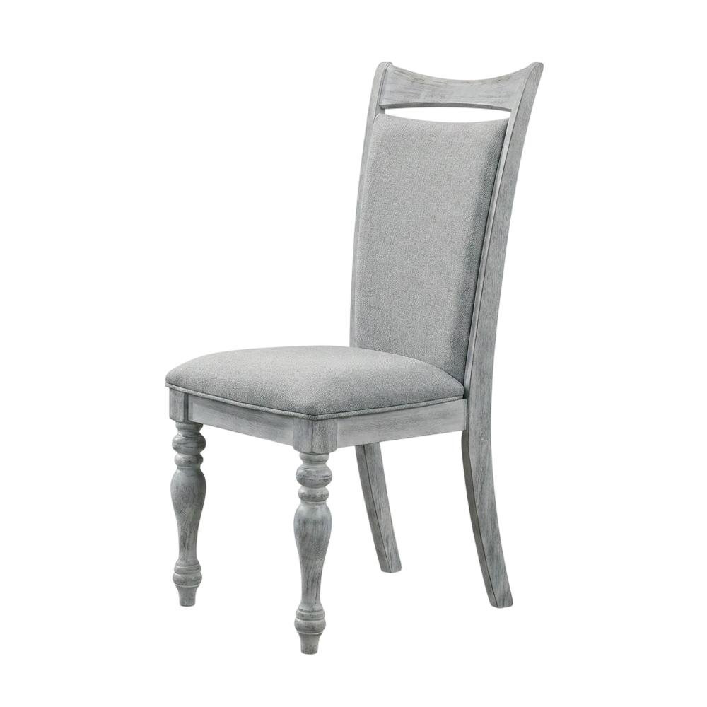 Upholstered Turned-Leg Dining Chairs, White, Set of 2