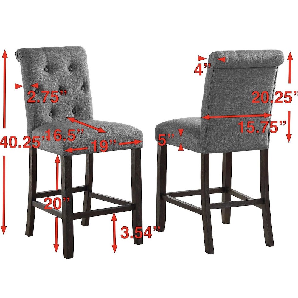 Leviton Antique Black Finished Wood 5-Piece Counter Height Dining Set, Gray