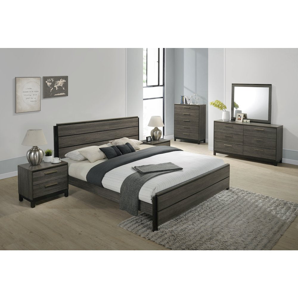 Ioana Antique Grey Finish Wood 6 Drawers Dresser