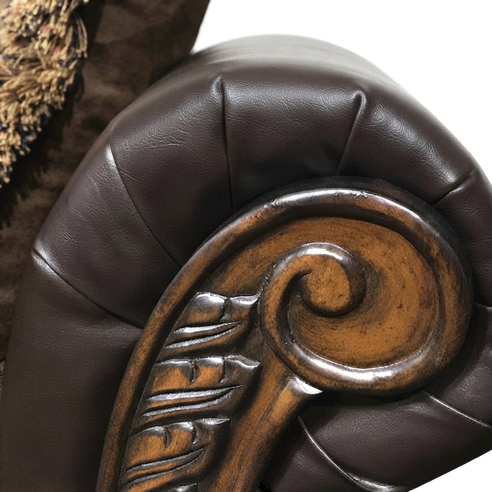 Microfiber Upholstered Chaise Lounge Chair with Solid Wood Frame, Chocolate