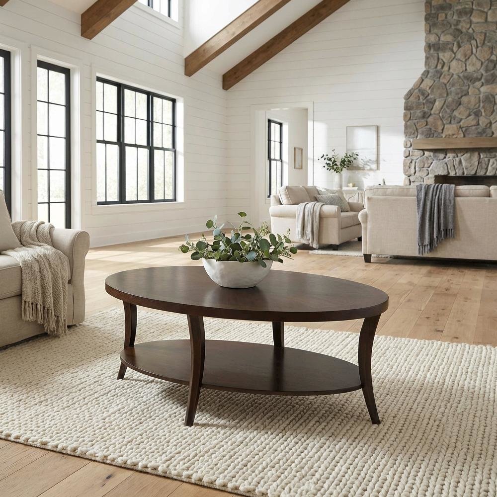 Espresso 3-Piece Oval Coffee Table and End Tables Set with Durable Finish