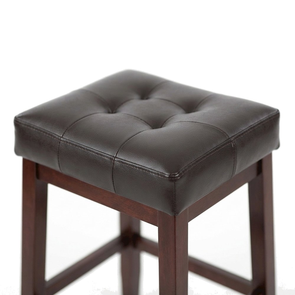 Faux Marble High Top Breakfast Bar Table, Faux Leather Stools 3 Piece Set, Brown
