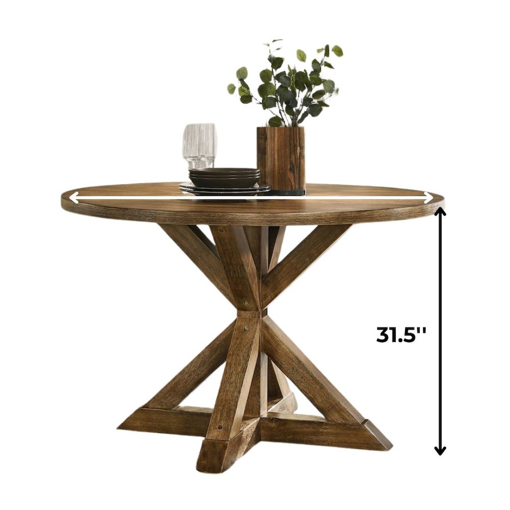 Brown Round Dining Table for 4 – Kitchen & Dining Room Table in Wood