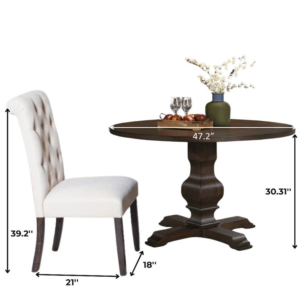 Beige Round Dining Table Set for 4 with Chairs, Ideal for Kitchen Spaces