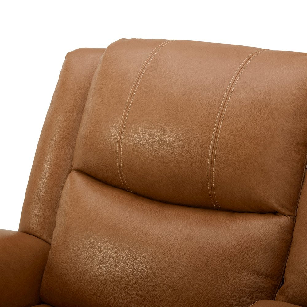 Cozura Leather Power Dual Recling Loveseat with Console, Silverado Butternut