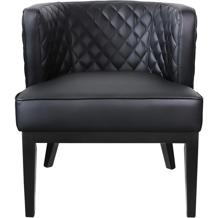 Boss Ava Accent Chair - Black Plush Seat - Black Back - Four-legged Base - 1 Each