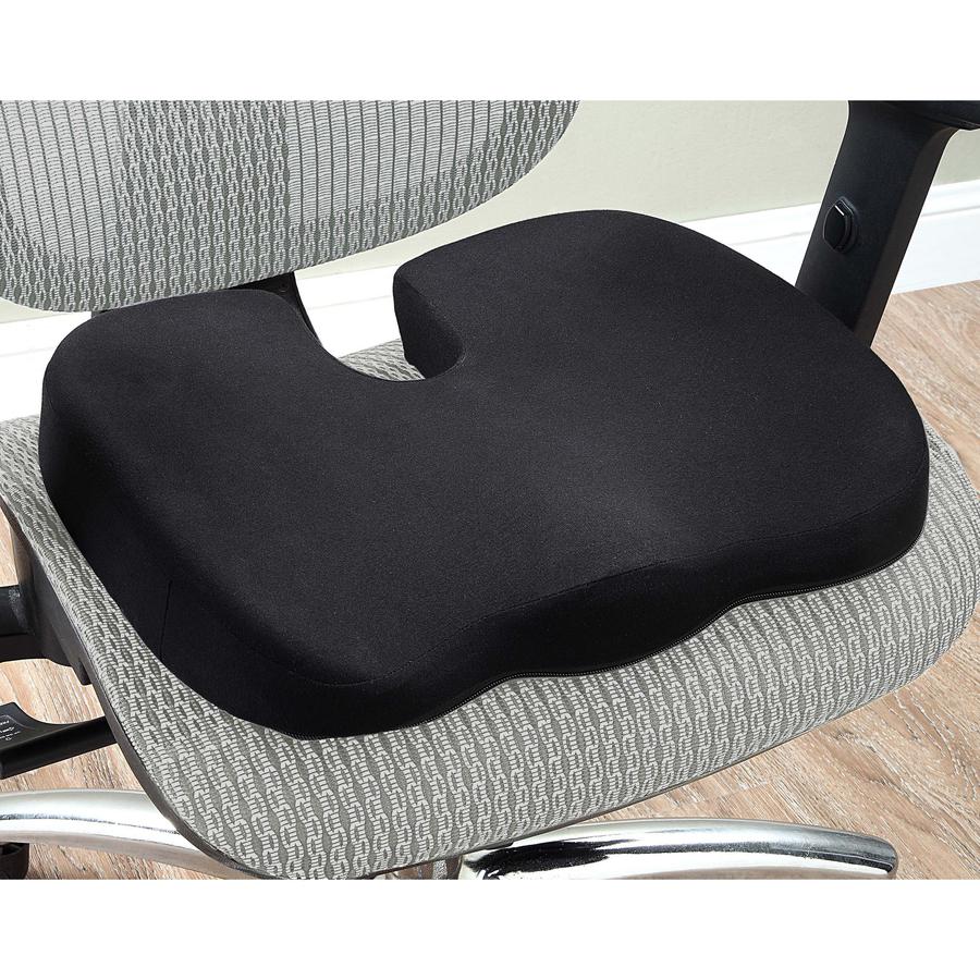 Lorell Butterfly-Shaped Seat Cushion - 17.50" x 15.50" - Fabric, Memory Foam, Silicone - Butterfly - Comfortable, Ergonomic Design, Durable, Machine Washable, Zippered, Anti-slip - Black - 1Each