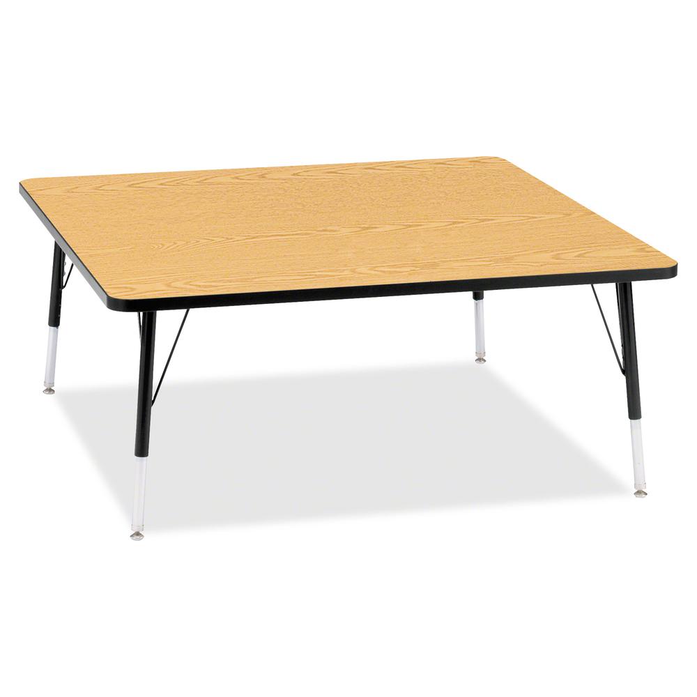 Jonti-Craft Berries Elementary Height Color Top Square Table - Black Oak Square, Laminated Top - Four Leg Base - 4 Legs - Adjustable Height - 15" to 24" Adjustment - 48" Table Top Length x 48" Table T
