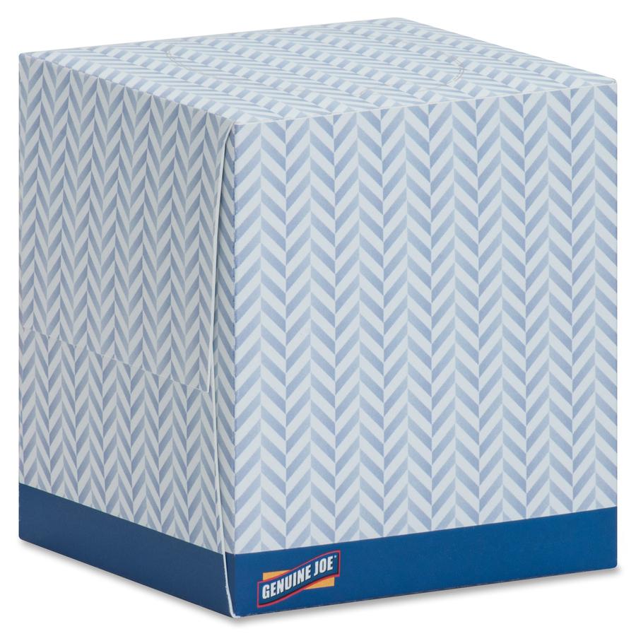 Genuine Joe Cube Box Facial Tissue - 2 Ply - Interfolded - White - 85 Per Box - 36 / Carton