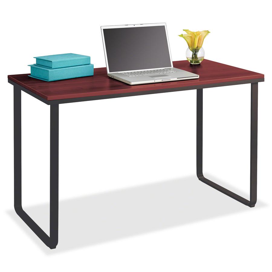 Safco Steel Workstation - Rectangle Top - U-shaped Base - 2 Legs - 150 lb Capacity - 47.25" Table Top Width x 24" Table Top Depth x 0.75" Table Top Thickness - Assembly Required - Cherry, Black - Wood
