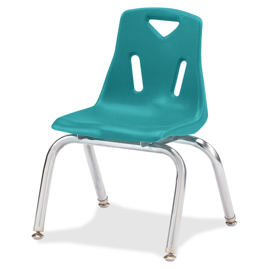 Jonti-Craft Berries Stacking Chair - Steel Frame - Four-legged Base - Teal - Polypropylene - 1 Each