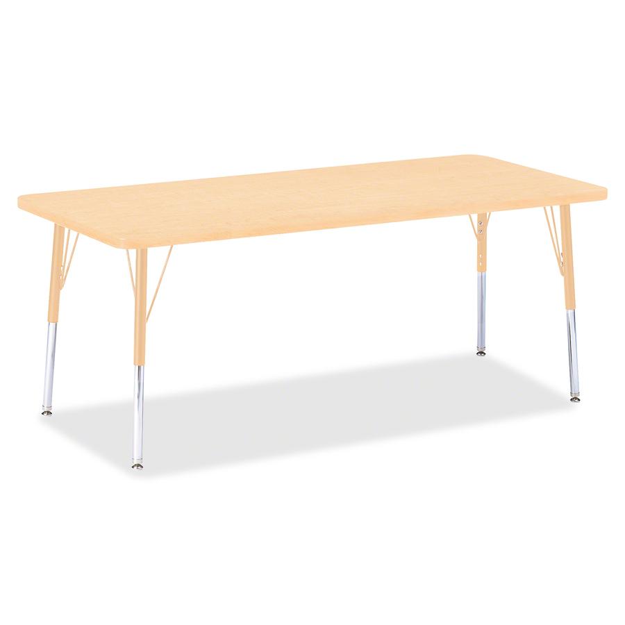 Jonti-Craft Berries Elementary Maple Top/Edge Rectangle Table - Laminated Rectangle, Maple Top - Four Leg Base - 4 Legs - Adjustable Height - 15" to 24" Adjustment - 72" Table Top Length x 30" Table T