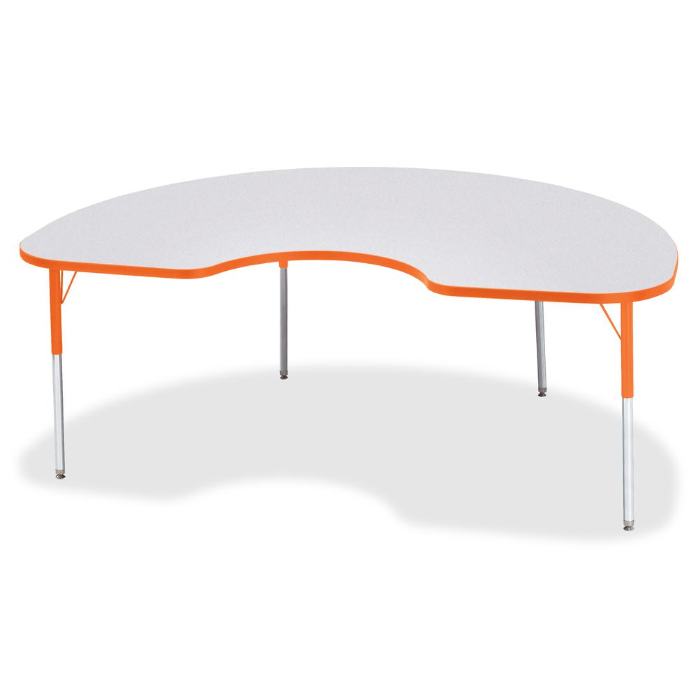 Jonti-Craft Berries Adult Height Prism Color Edge Kidney Table - Laminated Kidney-shaped, Orange Top - Four Leg Base - 4 Legs - Adjustable Height - 24" to 31" Adjustment - 72" Table Top Length x 48" T